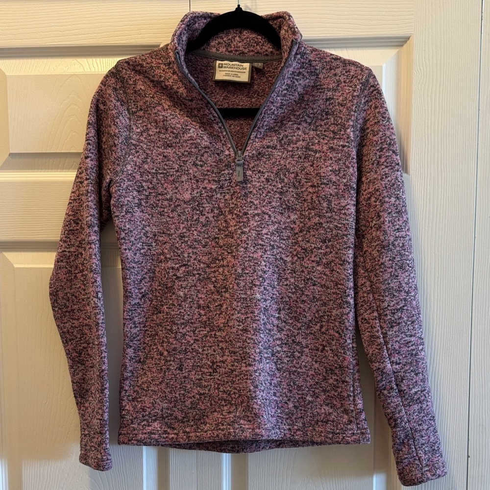 Cozy Heathered Pink Quarter-Zip Sweater